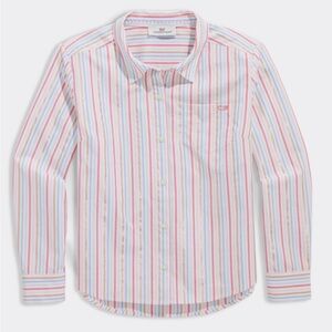 *NWT* $48 Vineyard Vines Girls Multi Stripe Poplin Button Down Shirt Size 12